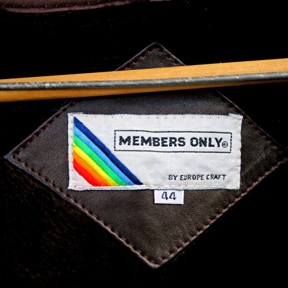 Vintage 1980s Member's Only Leather Bomber Jacket 44 Brown Korea Zip Liner JRB - Picture 6 of 10